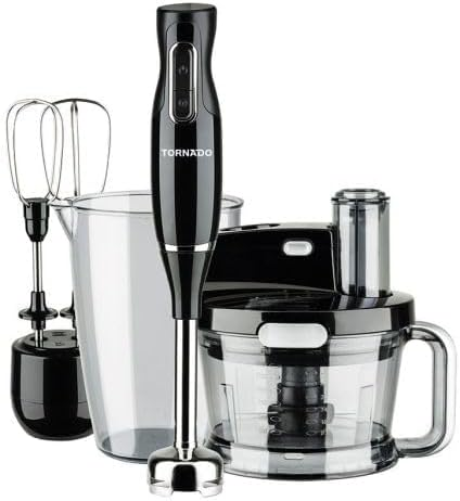 خلاط يدوي تورنيدو 1000 وات محضرة طعام مضرب بيض أسود THB-1000MK